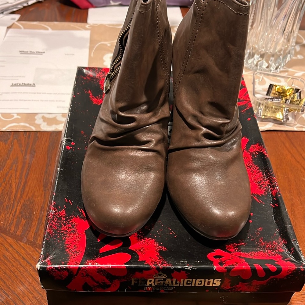 Fergalicious Brown Booties Size 10